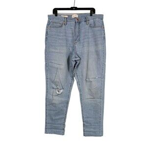 Universal Thread High Rise Boyfriend Jeans Womens 12 Light Wash Denim Raw Hem